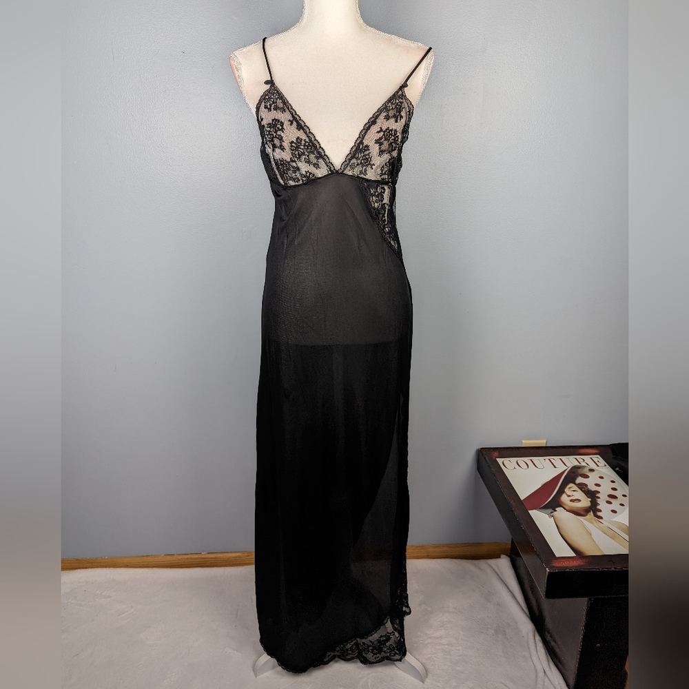 Vintage Black maxi slip with lace bust